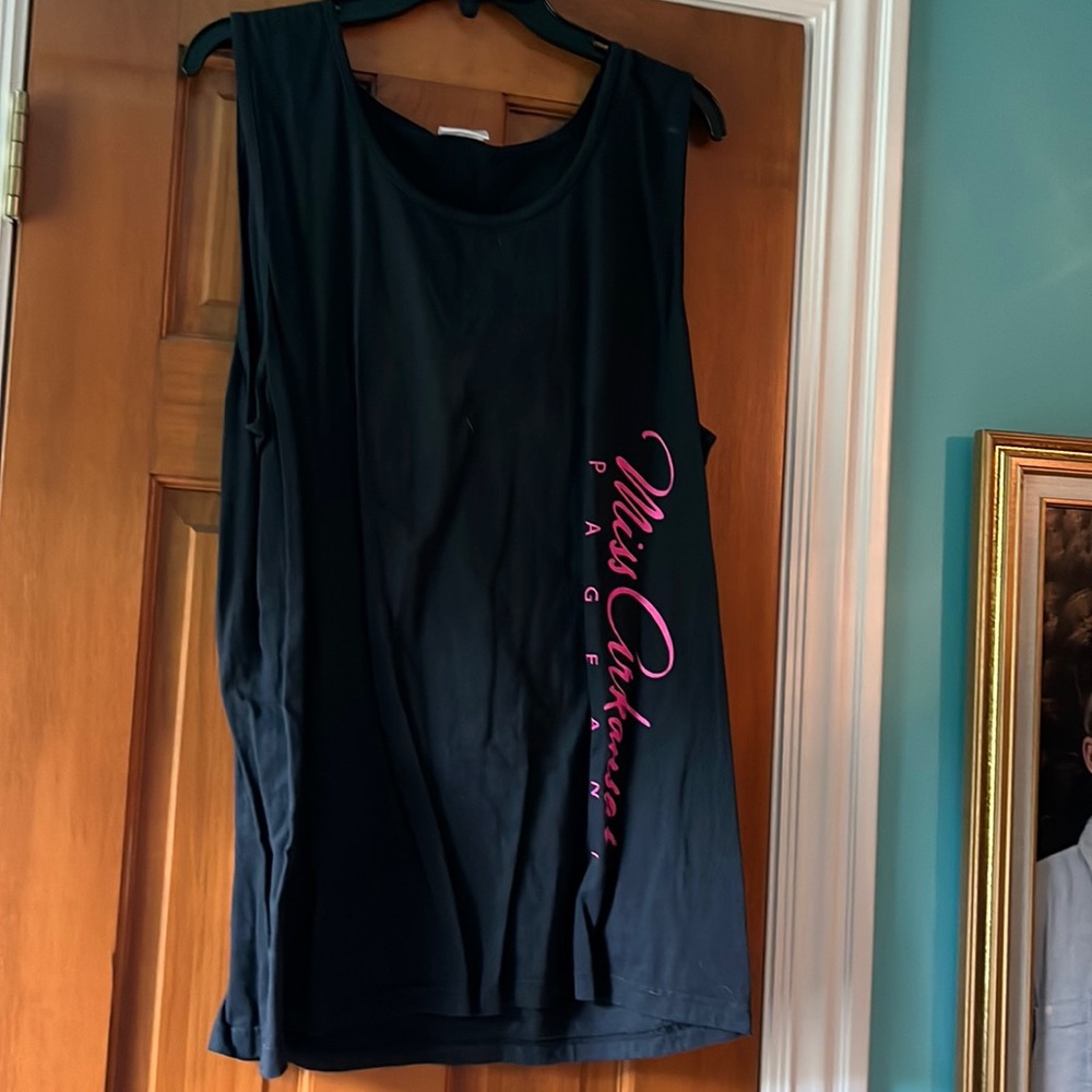 Sleeveless tank with Miss Arkansas pageant on front